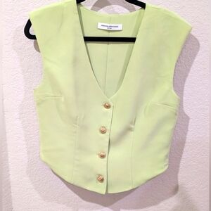 NWOT Amanda Uprichard Lime Green Vest with Gold Buttons
